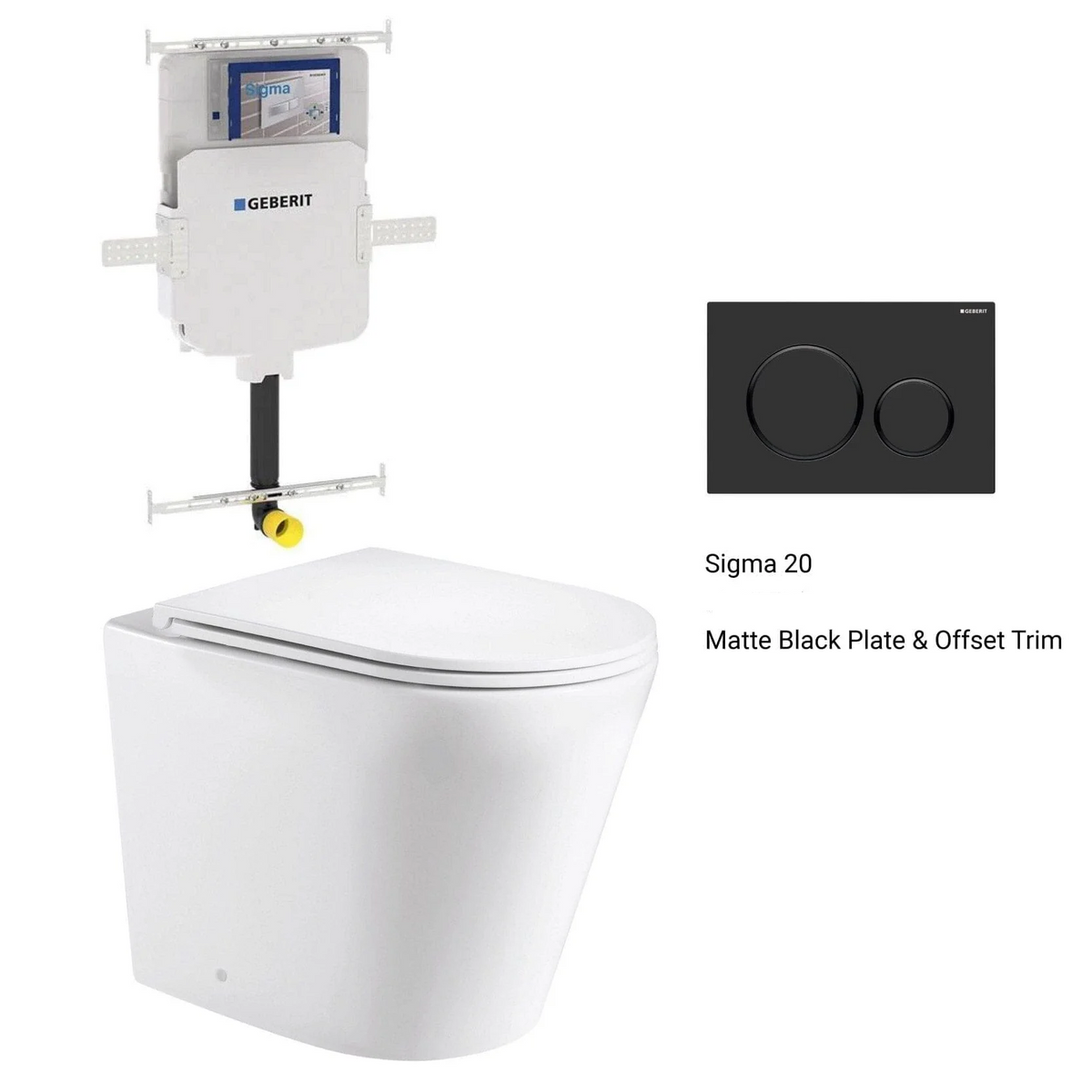 Geberit In Wall Package - Tornado Rimless Floor Pan, Inwall Cistern and Button