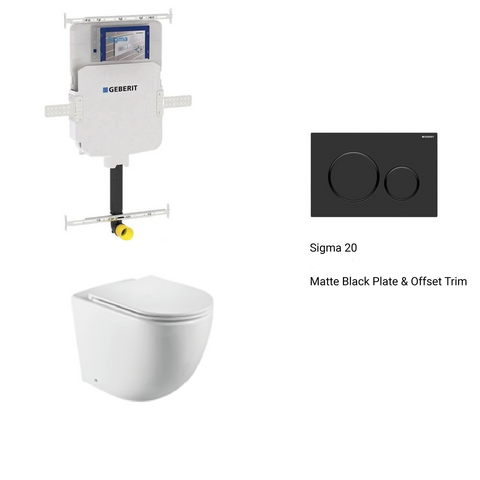 Geberit In Wall Package - Tornado Rimless Floor Pan, Inwall Cistern and Button