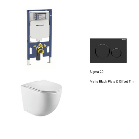 Geberit In Wall Package - Tornado Rimless Wall Hung Pan, Inwall Cistern and Button
