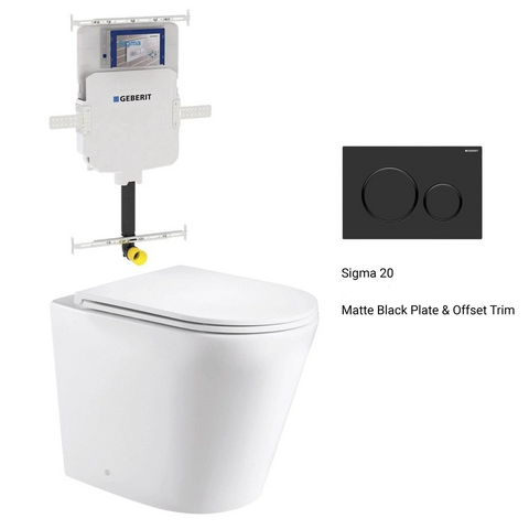 Geberit In Wall Package - Tornado Rimless Floor Pan, Inwall Cistern and Button