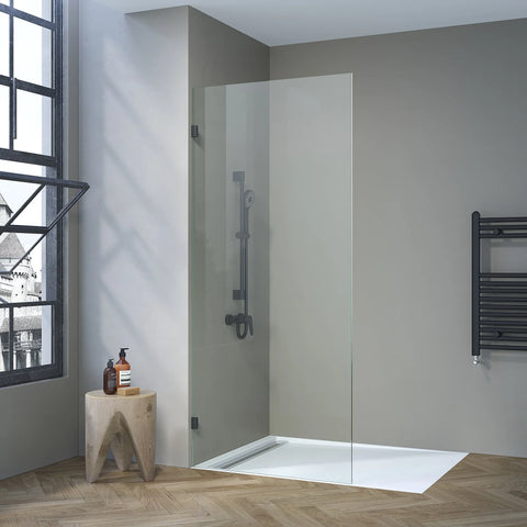 SS08/17 Walk In Shower Screen (2000mm High) with Wall Brackets - Various Colours & Sizes