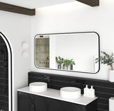 Black Framed Rectangle Curved LED Mirrors - 900/1200/1500mm