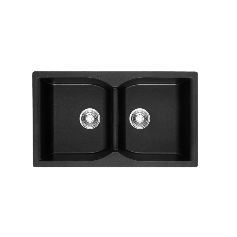 Granite Black Double Bowls Undermount/Top mount Kitchen Sink 860x500mm
