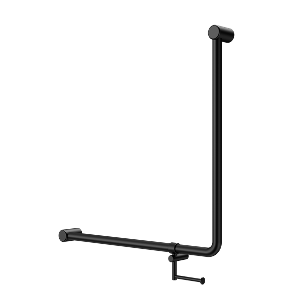 Mecca Care 90 Degree 750x750mm Grab Rail with toilet roll holder - Various Colours
