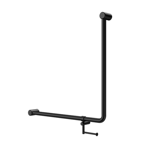 Mecca Care 90 Degree 750x750mm Grab Rail with toilet roll holder - Various Colours