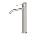 Nero Tapware TBM36 Opal Cross Hatched Round Tall Basin Mixer (Curved Spout) - Various Colours