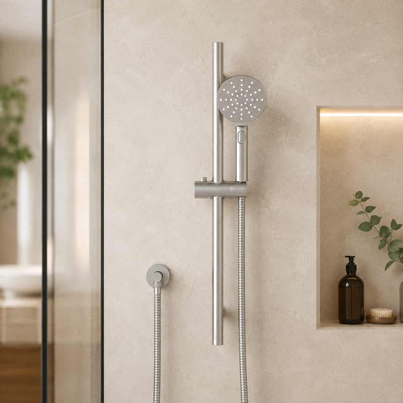 Round Shower Rail with 3 Spray Settings Handheld Shower Set