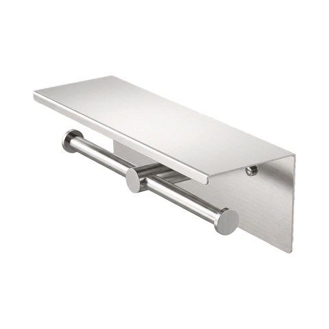 Double Toilet Roll Holder with Shelf - Various Colours