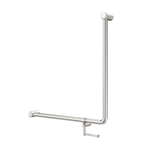 Mecca Care 90 Degree 750x750mm Grab Rail with toilet roll holder - Various Colours