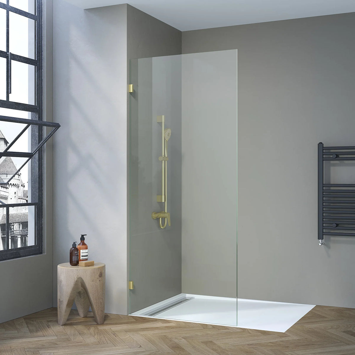 SS08/17 10mm Walk-In Shower Screen with Wall Brackets – 2000mm High, 850–1200mm, Various Colours