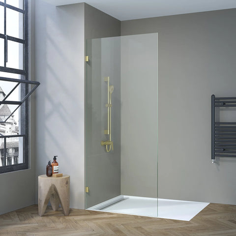 SS08/17 Walk In Shower Screen (2000mm High) with Wall Brackets - Various Colours & Sizes