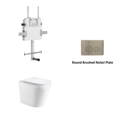 R&T In Wall Package - Rimless Floor Pan, Inwall Cistern and Button