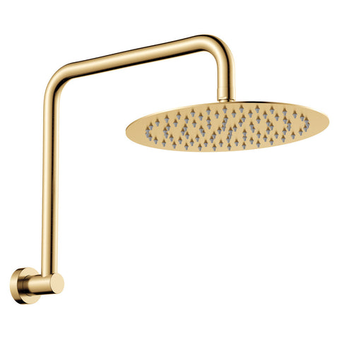 Round Wall Gooseneck Swivel Arm with Overhead Shower Head 250mm- Various Colours