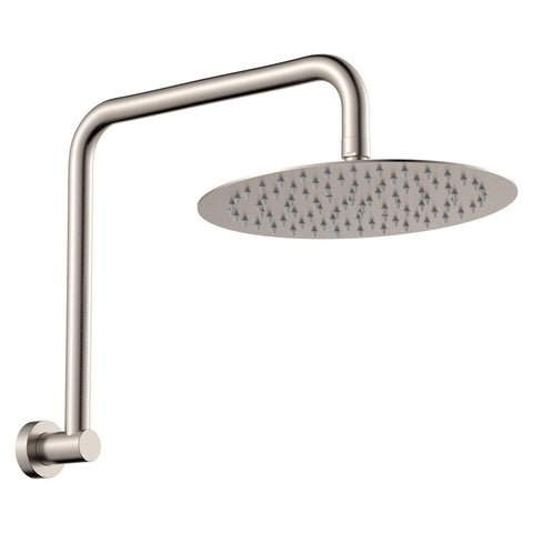 Round Wall Gooseneck Swivel Arm with Overhead Shower Head 250mm- Various Colours