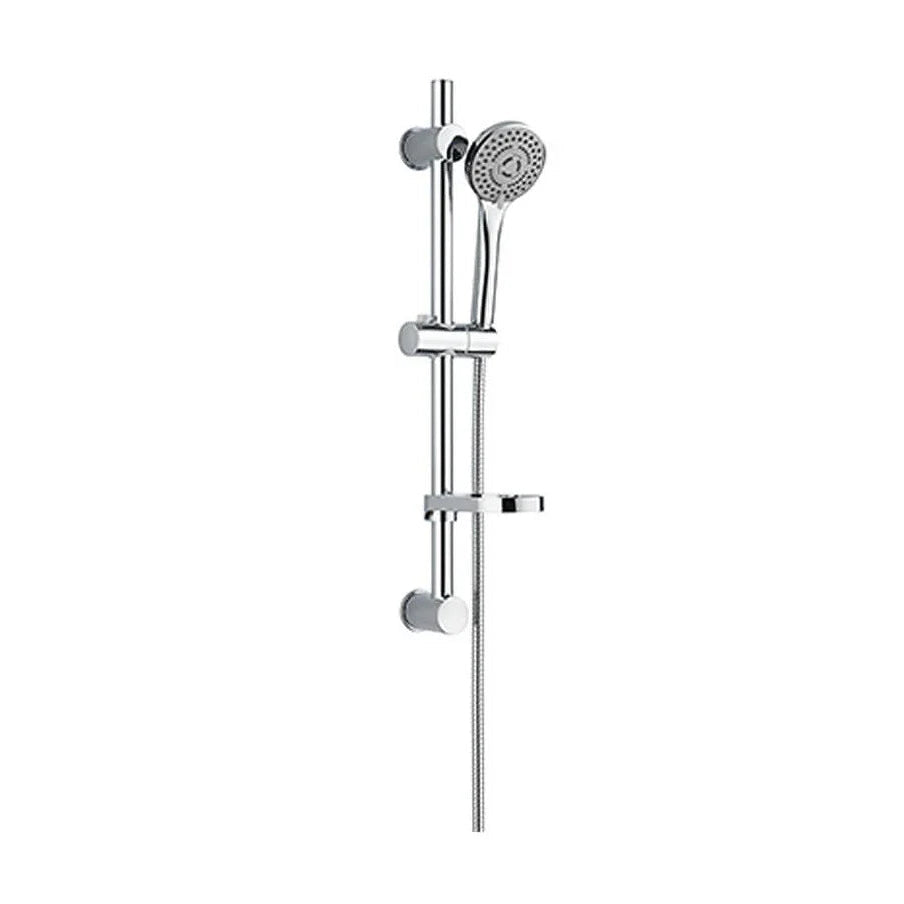 Nero Builder Range round rail shower with adjustable handset in chrome.