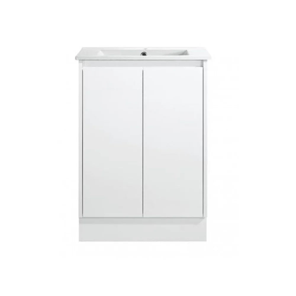 BV03 gloss white freestanding vanity example; benchtop and basin depend on the selected configuration.