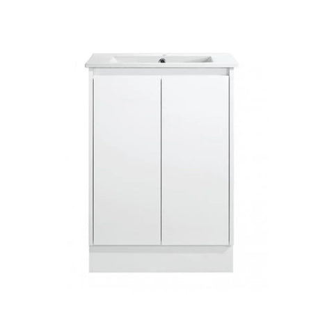 BV03 gloss white freestanding vanity example; benchtop and basin depend on the selected configuration.