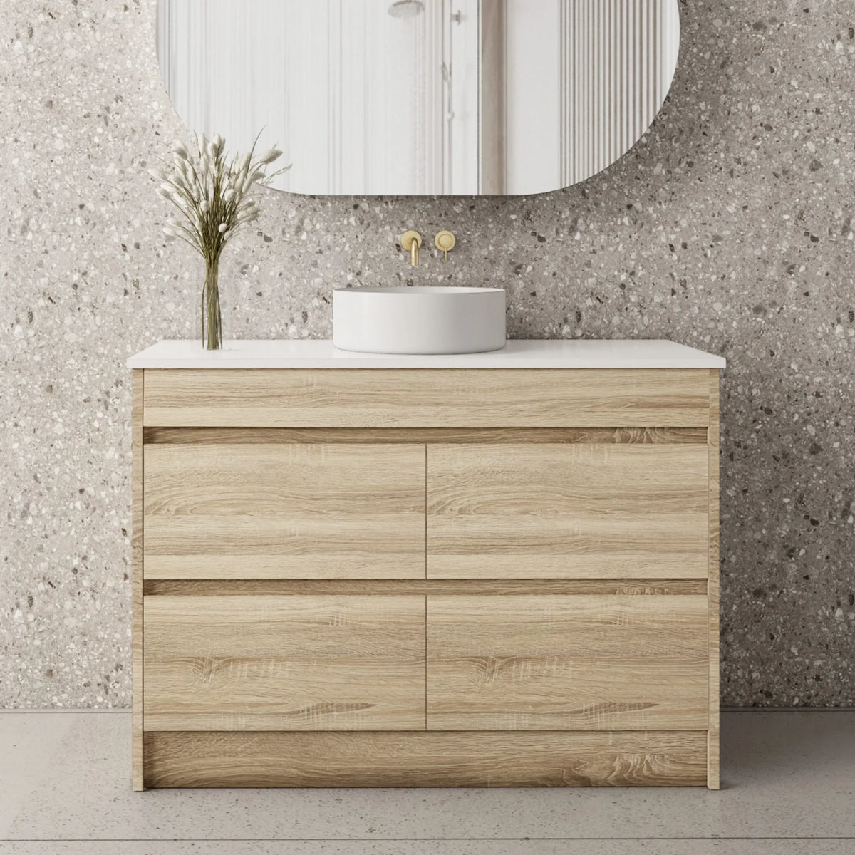 BV04 Natural Oak Freestanding Vanity - 600 / 750 / 900 / 1200 / 1500mm