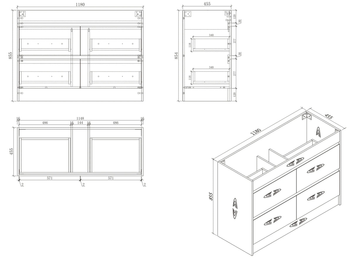 BV04 Natural Oak Freestanding Vanity - 600 / 750 / 900 / 1200 / 1500mm