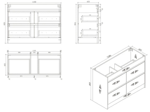 BV04 Natural Oak Freestanding Vanity - 600 / 750 / 900 / 1200 / 1500mm