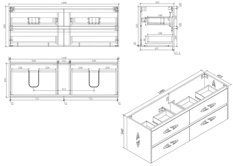 BV04WH Natural Oak Fingerpull Wall Hung Vanity - 600 / 750 / 900 / 1200 / 1500mm