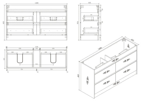 BV04 Natural Oak Freestanding Vanity - 600 / 750 / 900 / 1200 / 1500mm