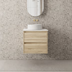 BV04WH Natural Oak Fingerpull Wall Hung Vanity - 600 / 750 / 900 / 1200 / 1500mm