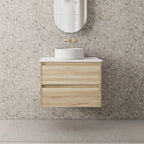 Natural oak wall-hung vanity cabinet