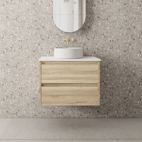 BV04WH Natural Oak Fingerpull Wall Hung Vanity - 600 / 750 / 900 / 1200 / 1500mm