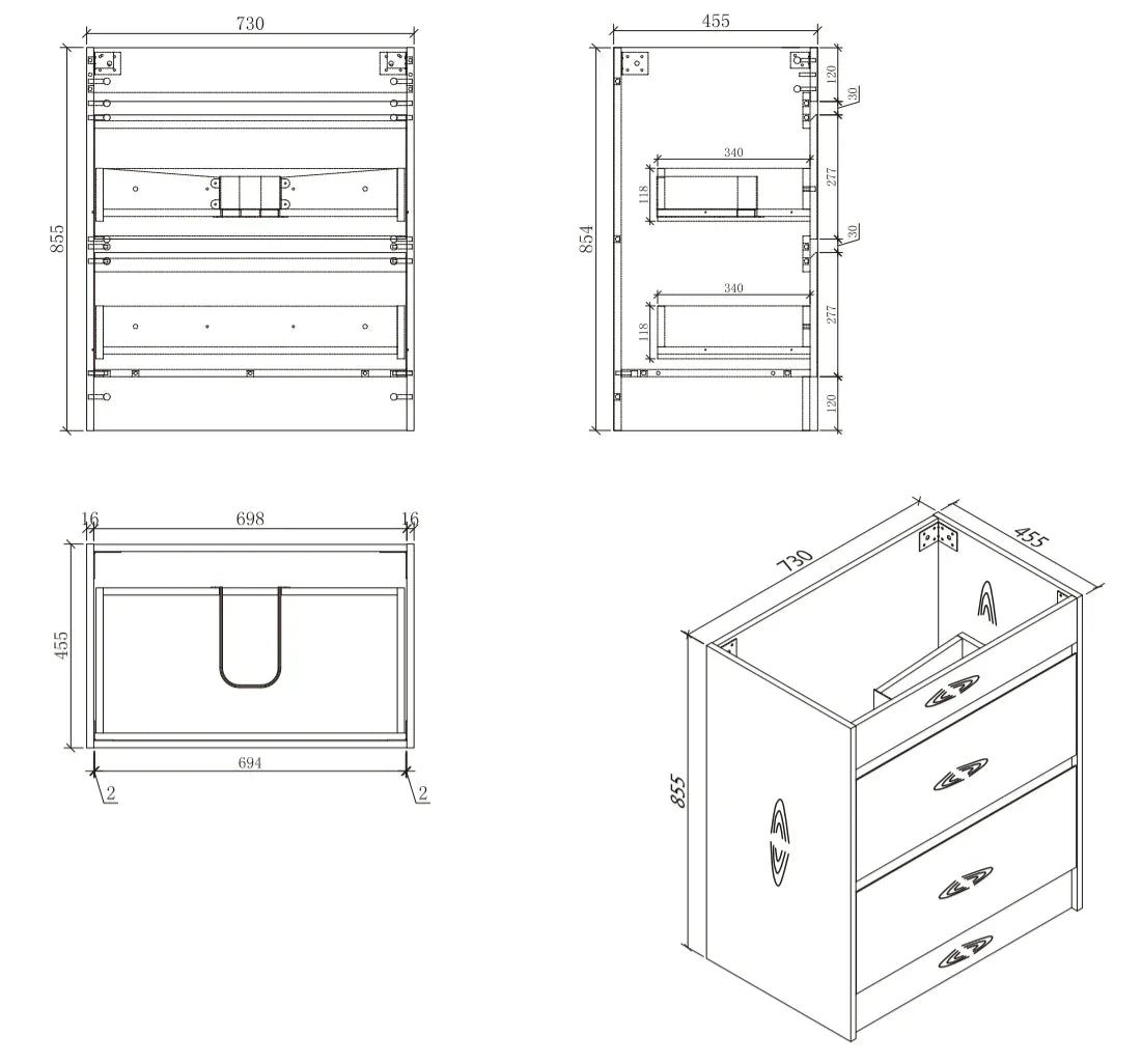 BV04 Natural Oak Freestanding Vanity - 600 / 750 / 900 / 1200 / 1500mm