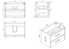 BV04WH Natural Oak Fingerpull Wall Hung Vanity - 600 / 750 / 900 / 1200 / 1500mm