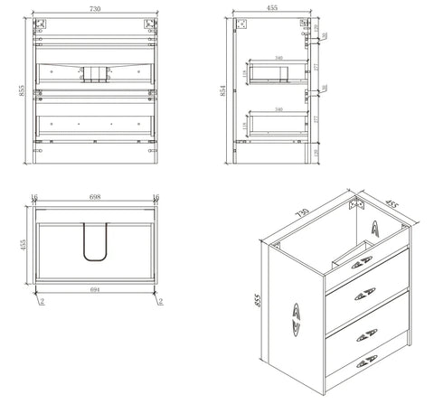 BV04 Natural Oak Freestanding Vanity - 600 / 750 / 900 / 1200 / 1500mm