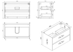 BV04WH Natural Oak Fingerpull Wall Hung Vanity - 600 / 750 / 900 / 1200 / 1500mm