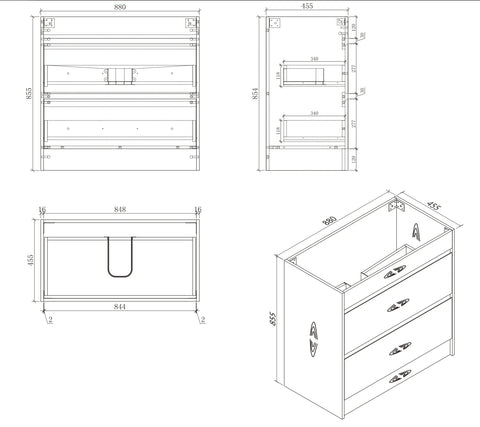 BV04 Natural Oak Freestanding Vanity - 600 / 750 / 900 / 1200 / 1500mm