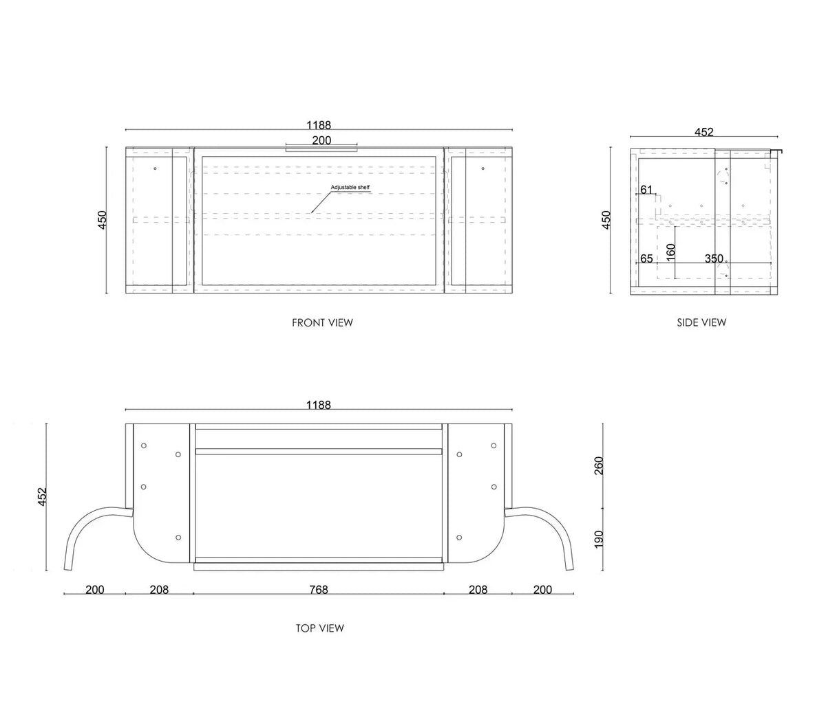 BV57WH Matte White Shaker Curved Wall Hung Vanity - 600 / 750 / 900 / 1200 / 1500 / 1800mm
