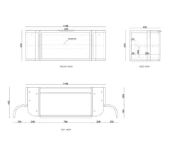 BV06WH Satin Black Shaker Curved Wall Hung Vanity - 600 / 750 / 900 / 1200 / 1500 / 1800mm