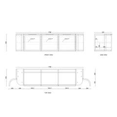 BV06WH Satin Black Shaker Curved Wall Hung Vanity - 600 / 750 / 900 / 1200 / 1500 / 1800mm