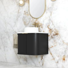 BV06WH Satin Black Shaker Curved Wall Hung Vanity - 600 / 750 / 900 / 1200 / 1500 / 1800mm