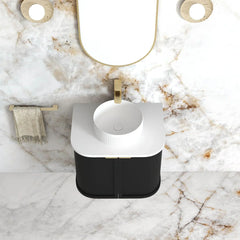 BV06WH Satin Black Shaker Curved Wall Hung Vanity - 600 / 750 / 900 / 1200 / 1500 / 1800mm