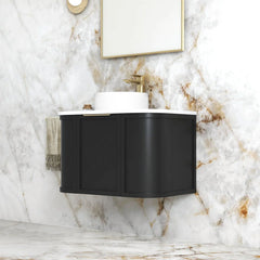 BV06WH Satin Black Shaker Curved Wall Hung Vanity - 600 / 750 / 900 / 1200 / 1500 / 1800mm