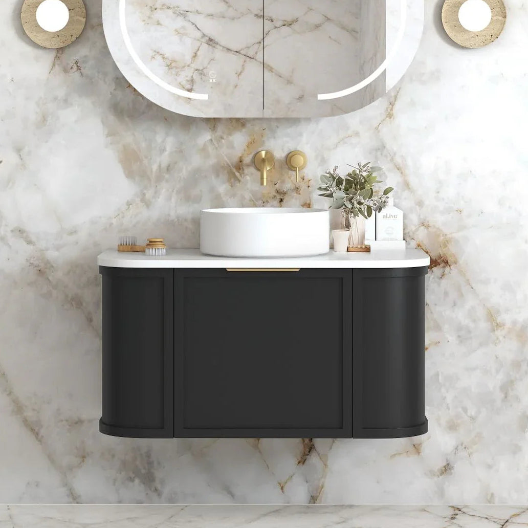 BV06WH Satin Black Shaker Curved Wall Hung Vanity