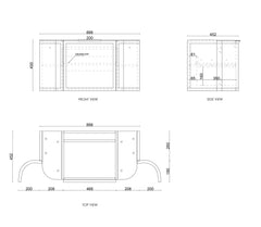 BV06WH Satin Black Shaker Curved Wall Hung Vanity - 600 / 750 / 900 / 1200 / 1500 / 1800mm