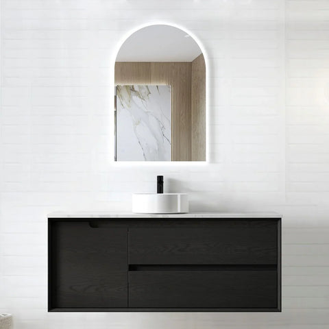 BV07WH Black Oak Fingerpull Wall Hung Vanity - 600 / 750 / 900 / 1200-S / 1200-D / 1500 mm