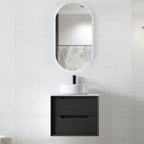 BV07WH Black Oak Fingerpull Wall Hung Vanity - 600 / 750 / 900 / 1200-S / 1200-D / 1500 mm