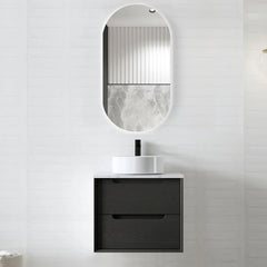 BV07WH Black Oak Fingerpull Wall Hung Vanity - 600 / 750 / 900 / 1200-S / 1200-D / 1500 mm