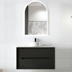 BV07WH Black Oak Fingerpull Wall Hung Vanity - 600 / 750 / 900 / 1200-S / 1200-D / 1500 mm