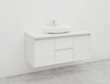 BV08WH Extra Deep (520mm) Matt White Fingerpull Wall Hung Vanity - 900 / 1200 / 1500mm