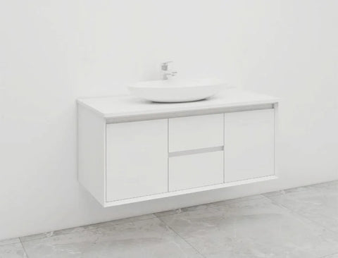 BV08WH Extra Deep (520mm) Matt White Fingerpull Wall Hung Vanity - 900 / 1200 / 1500mm