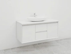 BV08WH Extra Deep (520mm) Matt White Fingerpull Wall Hung Vanity - 900 / 1200 / 1500mm