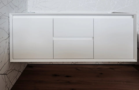 BV08WH Extra Deep (520mm) Matt White Fingerpull Wall Hung Vanity - 900 / 1200 / 1500mm